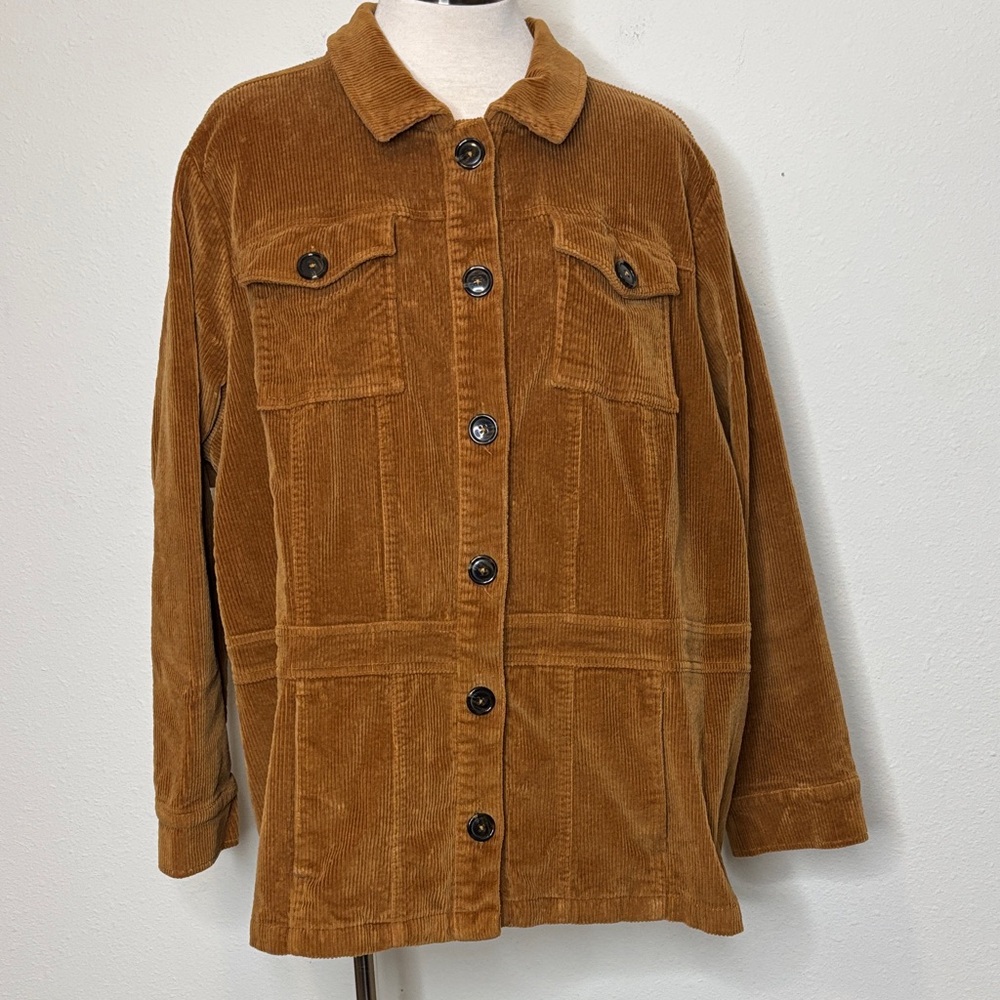 CJ Banks size 3X Brown Corduroy Utility Jacket